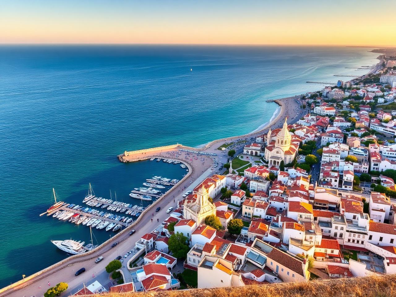 Aerial view of the Sitges coastline